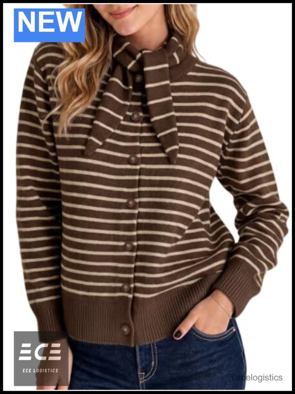 Womens Button Down Cardigan Sweater Tie Bow Long Sleeve Knit Top